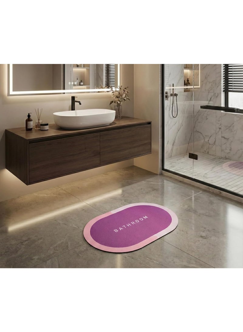 Kimaya Quick Dry Water Absorbing Bathroom Mat, Anti Slip Bathroom Mat with Non-Slip Rubber Backing, Bathroom Mats Anti Slip for Home, Washroom & Office – Oval,Pink (Pack of 1) - Image 1